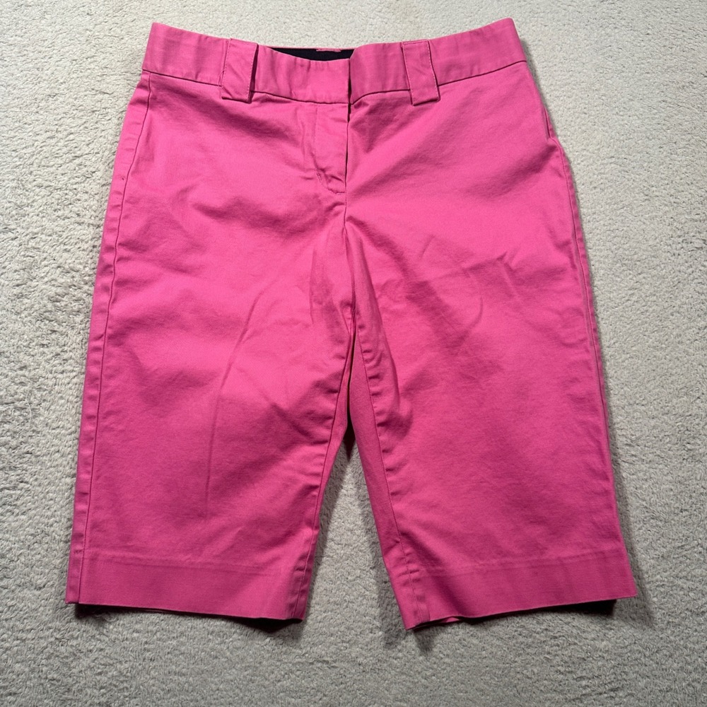 Y2K Express Design Studio Bermuda Shorts Women 0 Pink Editor Stretch Knee Length